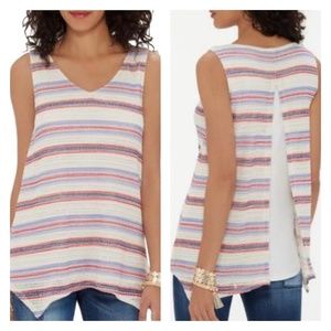 THE LIMITED Striped Sleeveless Sweater Knit Tank Top Split Back Size S